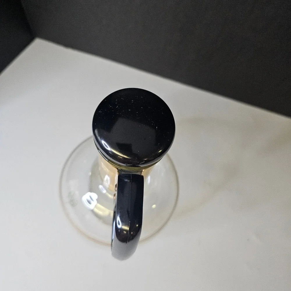 Vintage Silex Pyrex Glass Coffee Carafe Gold Tone Band Black Mid Century Modern